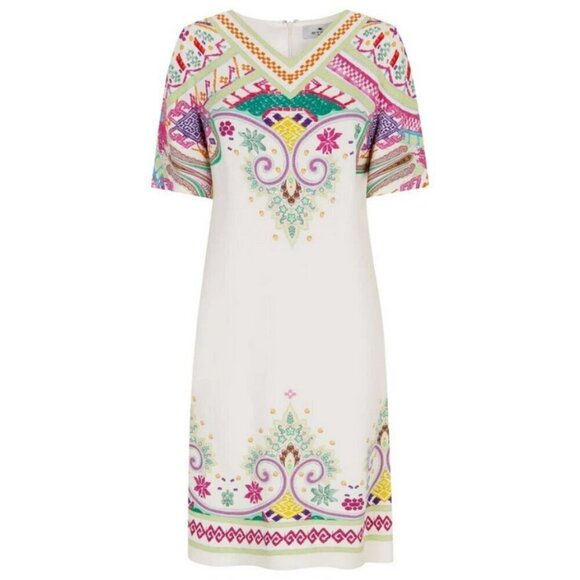 💕ETRO💕 Tavolara Printed V-neck Shift Dress ~ Multi-Color Paisley Print 48 EU - Picture 9 of 16